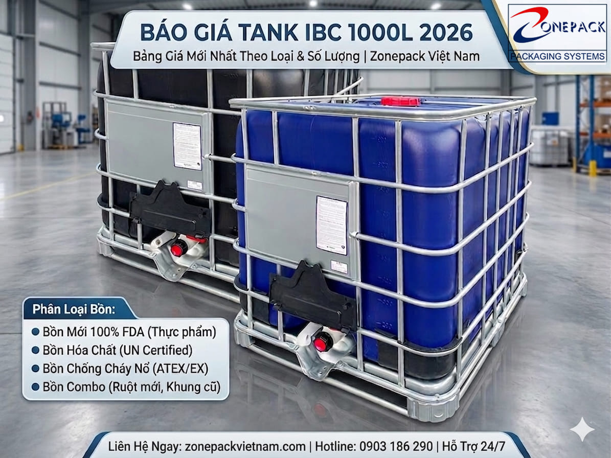 Giá Tank IBC 1000L 2026 — Bảng Giá Mới Nhất Theo Loại & Số Lượng | Zonepack